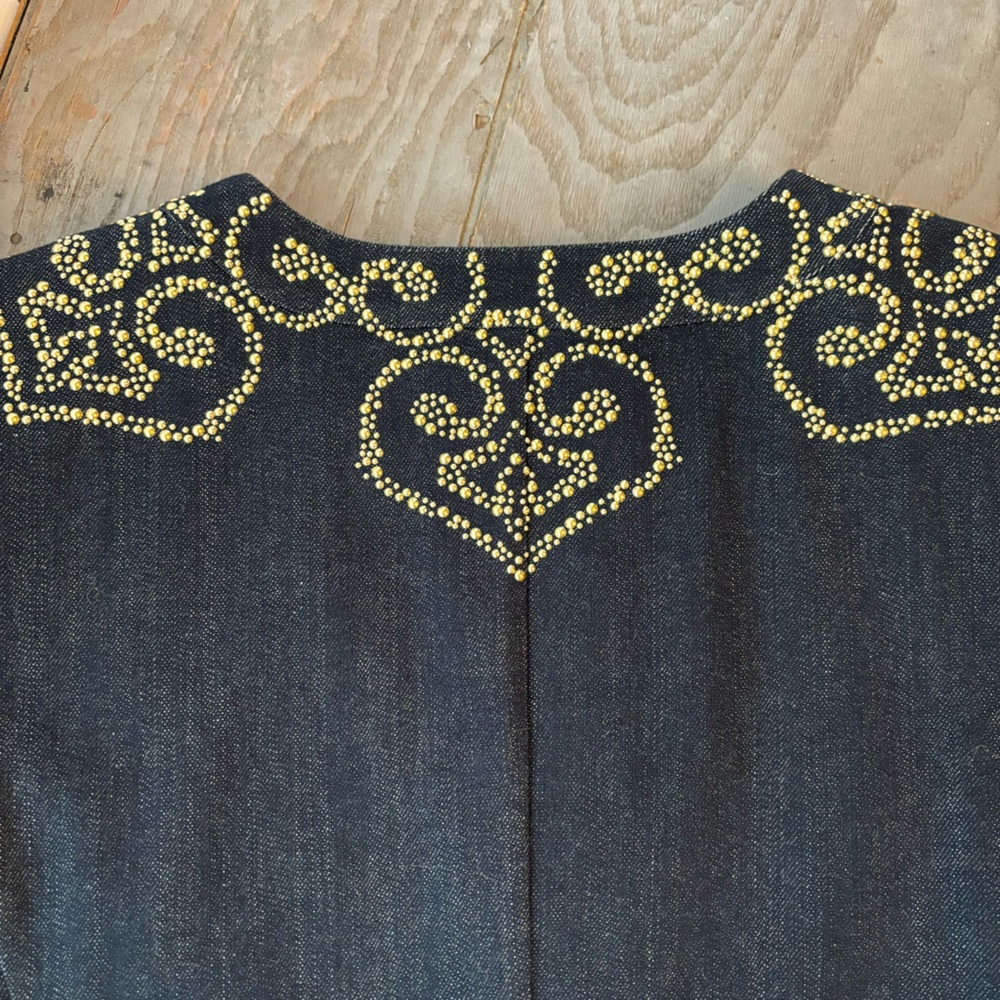 St. John denim jacket with gold embellishments | size 8 - Picture 5 of 10